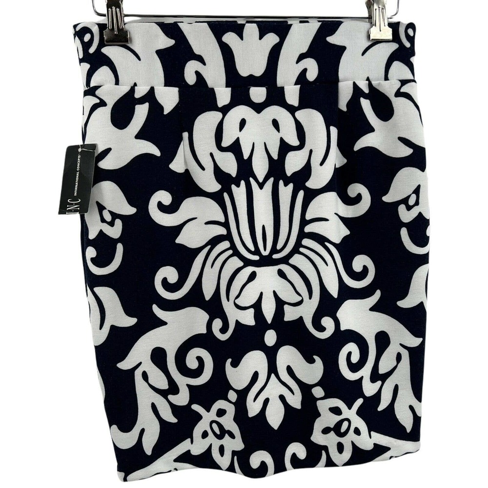 INC Blue Damask Pattern Mini Skirt Size 0 New
